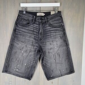 HUDSON 90s Baggy Short Grey Distressed Paint Splatter Denim Mens Sz 30